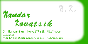 nandor kovatsik business card